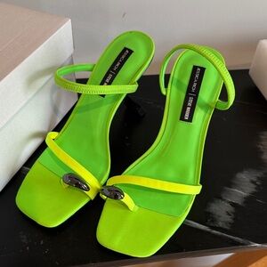 NWT Steve Madden Neon Lime Strappy Sandals with Yellow Accent